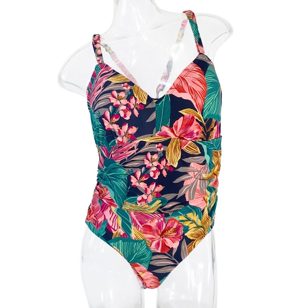 NWT KONA SOL Tropical Multicolor 1-Piece Swimsuit | Women's Size 14W Swimwear